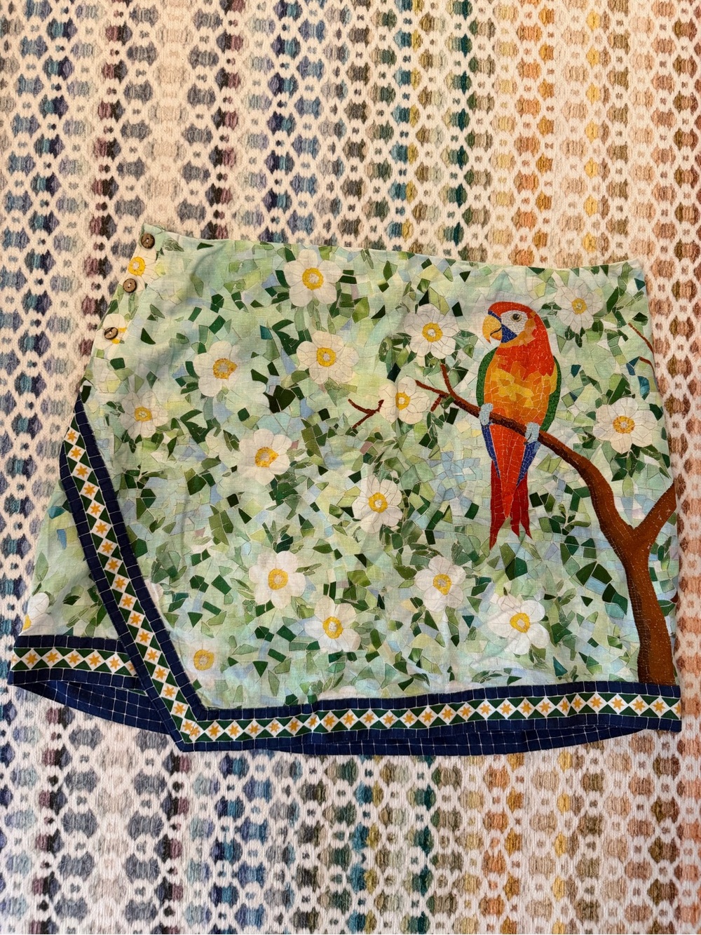Celandine Floral Parrot Print Mini Skirt in Green